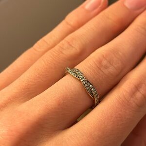 Pandora 14k Rose Gold Twisted Lines Ring